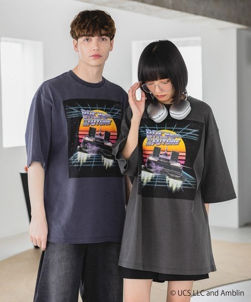 PAGEBOY（ページボーイ）の「【PBLIM×BACK TO THE FUTURE】タイムマシーンTシャツ（Tシャツ/カットソー・レディース・ネイビー/チャコールグレー・FREE）」の4枚目の写真
