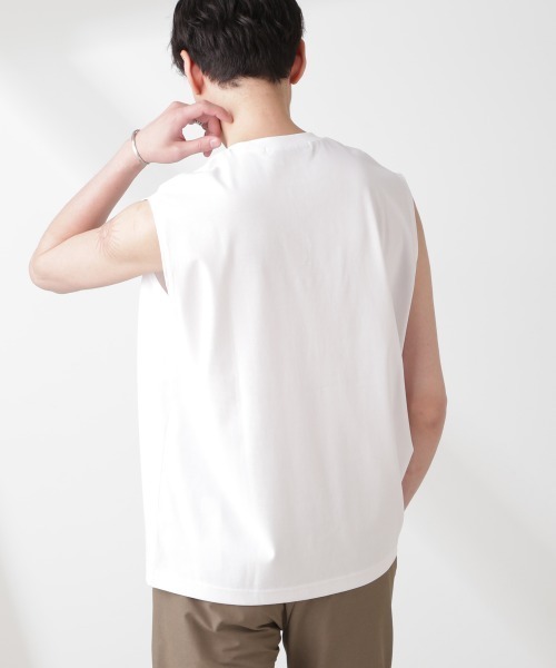 NANO universe（ナノユニバース）の「クールタッチ プレーティング天竺 ノースリーブ（タンクトップ・メンズ・ホワイト/ブラック・M/L）」の5枚目の写真