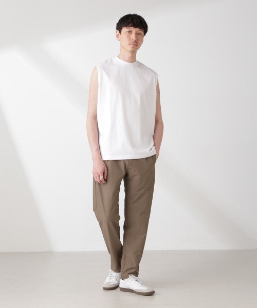 NANO universe（ナノユニバース）の「クールタッチ プレーティング天竺 ノースリーブ（タンクトップ・メンズ・ホワイト/ブラック・M/L）」の6枚目の写真