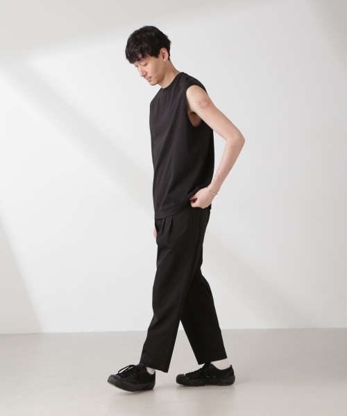 NANO universe（ナノユニバース）の「クールタッチ プレーティング天竺 ノースリーブ（タンクトップ・メンズ・ホワイト/ブラック・M/L）」の14枚目の写真