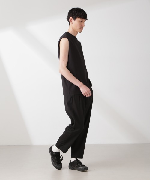 NANO universe（ナノユニバース）の「クールタッチ プレーティング天竺 ノースリーブ（タンクトップ・メンズ・ホワイト/ブラック・M/L）」の15枚目の写真