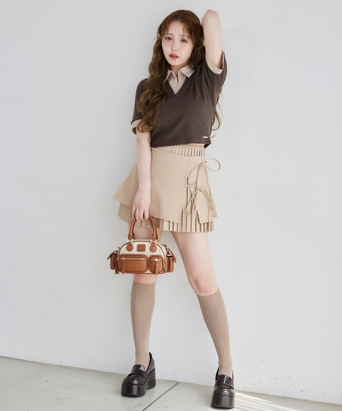 one after another NICE CLAUP（ワンアフターアナザーナイスクラップ）の「シャツレイヤードトップス（Tシャツ/カットソー・レディース・ベージュ/ネイビー/ブラウン・FREE）」の12枚目の写真