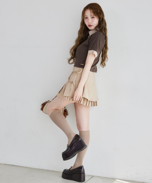 one after another NICE CLAUP（ワンアフターアナザーナイスクラップ）の「シャツレイヤードトップス（Tシャツ/カットソー・レディース・ベージュ/ネイビー/ブラウン・FREE）」の13枚目の写真