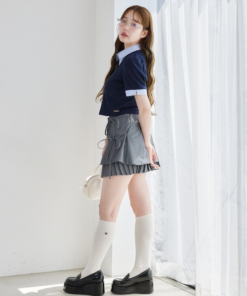 one after another NICE CLAUP（ワンアフターアナザーナイスクラップ）の「シャツレイヤードトップス（Tシャツ/カットソー・レディース・ベージュ/ネイビー/ブラウン・FREE）」の5枚目の写真