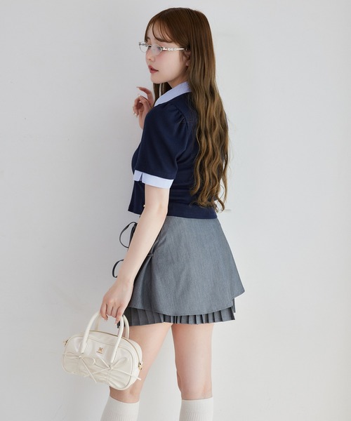 one after another NICE CLAUP（ワンアフターアナザーナイスクラップ）の「シャツレイヤードトップス（Tシャツ/カットソー・レディース・ベージュ/ネイビー/ブラウン・FREE）」の7枚目の写真