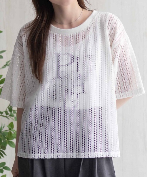 NAVY(ネイビー)の「NAVY メッシュレースTシャツ アンサンブル レイヤード(アンサンブル・レディース・オフホワイト/グレー/ブラック・M/L)」の8枚目の写真