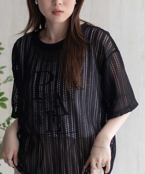 NAVY(ネイビー)の「NAVY メッシュレースTシャツ アンサンブル レイヤード(アンサンブル・レディース・オフホワイト/グレー/ブラック・M/L)」の12枚目の写真