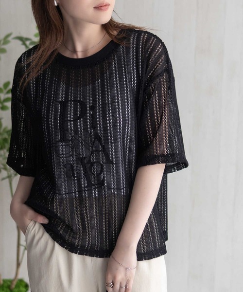 NAVY(ネイビー)の「NAVY メッシュレースTシャツ アンサンブル レイヤード(アンサンブル・レディース・オフホワイト/グレー/ブラック・M/L)」の13枚目の写真