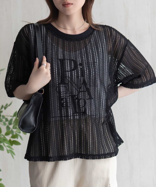 NAVY(ネイビー)の「NAVY メッシュレースTシャツ アンサンブル レイヤード(アンサンブル・レディース・オフホワイト/グレー/ブラック・M/L)」の14枚目の写真
