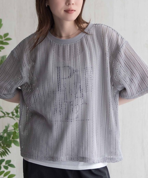 NAVY(ネイビー)の「NAVY メッシュレースTシャツ アンサンブル レイヤード(アンサンブル・レディース・オフホワイト/グレー/ブラック・M/L)」の17枚目の写真