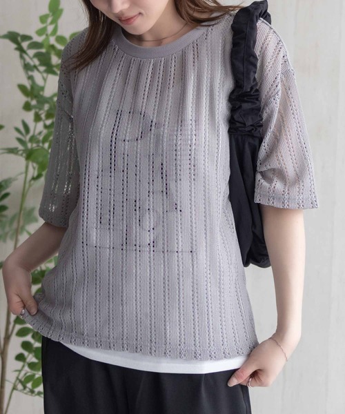NAVY(ネイビー)の「NAVY メッシュレースTシャツ アンサンブル レイヤード(アンサンブル・レディース・オフホワイト/グレー/ブラック・M/L)」の19枚目の写真