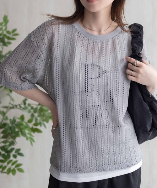 NAVY(ネイビー)の「NAVY メッシュレースTシャツ アンサンブル レイヤード(アンサンブル・レディース・オフホワイト/グレー/ブラック・M/L)」の20枚目の写真