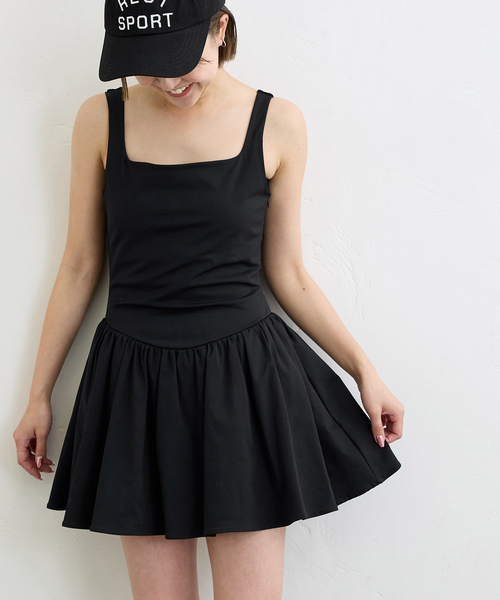 U by SPICK&SPAN（ユーバイスピックアンドスパン）の「ハイゲージカットミニワンピース（ワンピース・レディース・ブラック/White・FREE）」の3枚目の写真