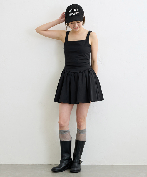 U by SPICK&SPAN（ユーバイスピックアンドスパン）の「ハイゲージカットミニワンピース（ワンピース・レディース・ブラック/White・FREE）」の4枚目の写真