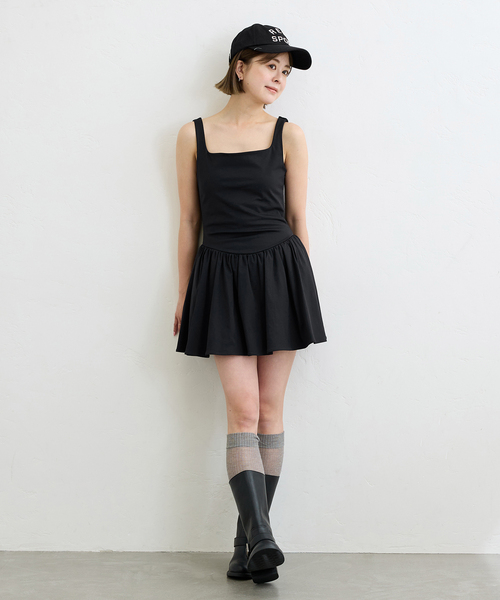 U by SPICK&SPAN（ユーバイスピックアンドスパン）の「ハイゲージカットミニワンピース（ワンピース・レディース・ブラック/White・FREE）」の5枚目の写真