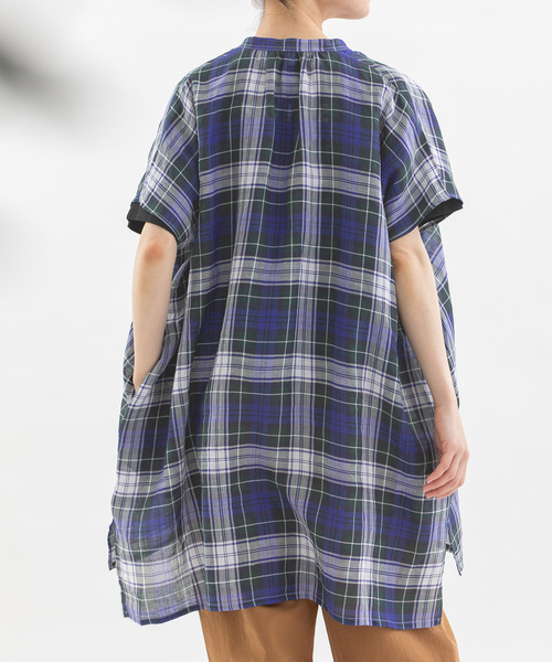 nop de nod(ノップドゥノッド)の「ラミータータンチェックチュニック(シャツ/ブラウス・レディース・グリーン/ダークブルー/ネイビー・M)」の18枚目の写真