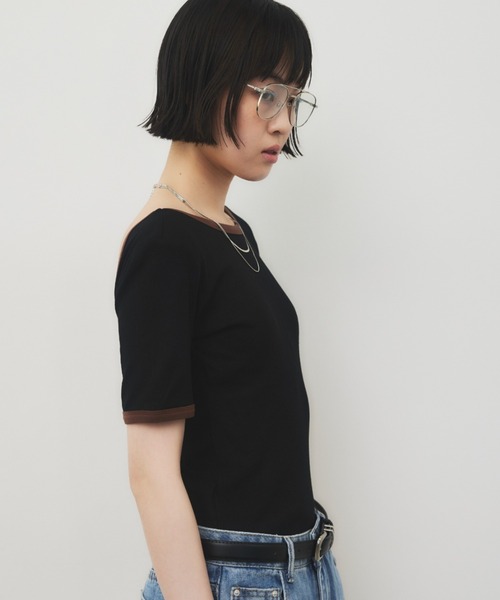 HANNE（アン）の「バックオープンリンガーボディースーツTEE（Tシャツ/カットソー・レディース・ホワイト/ブラック・FREE）」の8枚目の写真