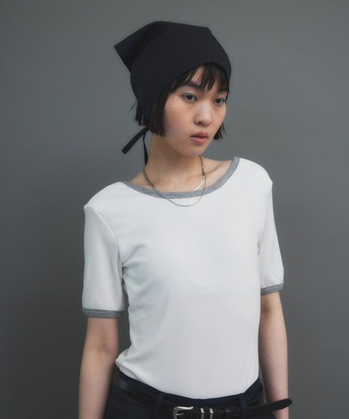 HANNE（アン）の「バックオープンリンガーボディースーツTEE（Tシャツ/カットソー・レディース・ホワイト/ブラック・FREE）」の12枚目の写真