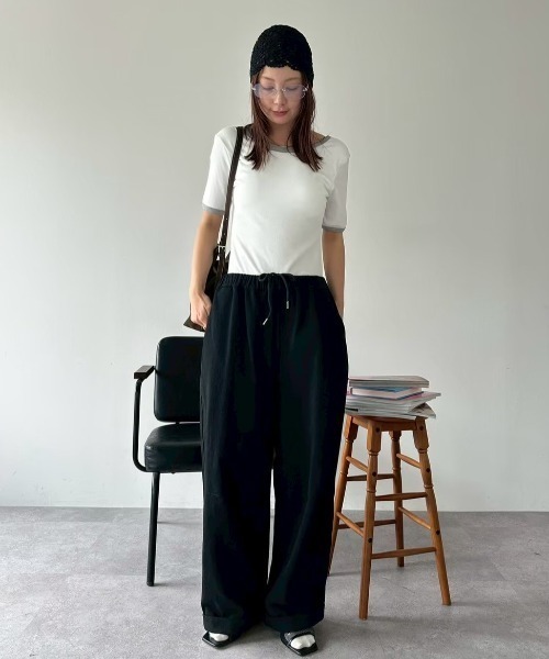 HANNE（アン）の「バックオープンリンガーボディースーツTEE（Tシャツ/カットソー・レディース・ホワイト/ブラック・FREE）」の18枚目の写真