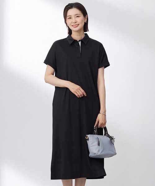 J.PRESS(ジェイプレス)の「【WEB限定カラーあり・洗える】コンパクトコットンスムース ポロワンピース(ワンピース・レディース・グレー系/オレンジ系/ブラック系/ネイビー系・11/9)」の2枚目の写真