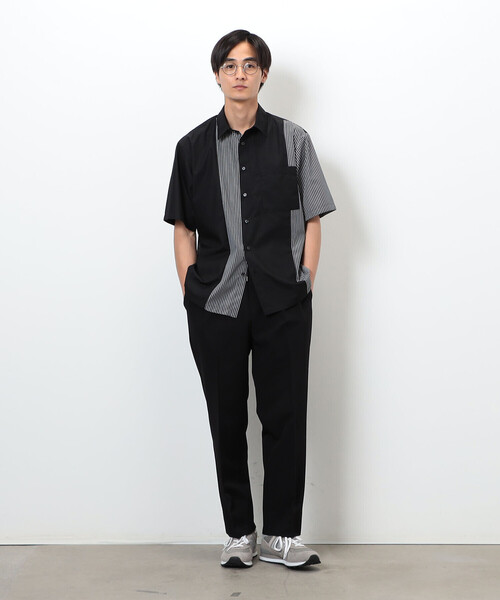 COMME CA ISM（コムサイズム）の「タイプライター×ストライプ コンビ半袖シャツ（シャツ/ブラウス・メンズ・ホワイト/ブラック・MEDIUM/LARGE）」の7枚目の写真