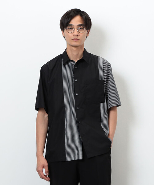 COMME CA ISM（コムサイズム）の「タイプライター×ストライプ コンビ半袖シャツ（シャツ/ブラウス・メンズ・ホワイト/ブラック・MEDIUM/LARGE）」の9枚目の写真