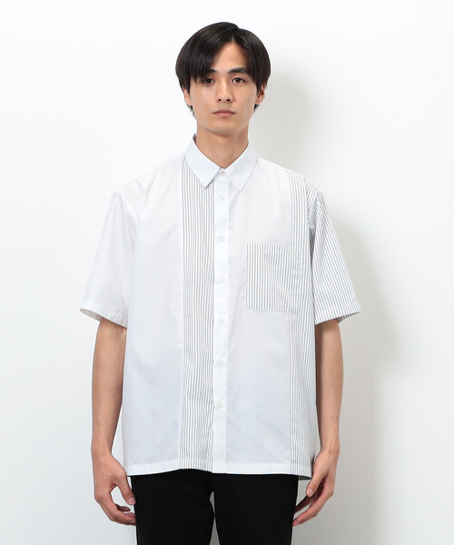 COMME CA ISM（コムサイズム）の「タイプライター×ストライプ コンビ半袖シャツ（シャツ/ブラウス・メンズ・ホワイト/ブラック・MEDIUM/LARGE）」の10枚目の写真