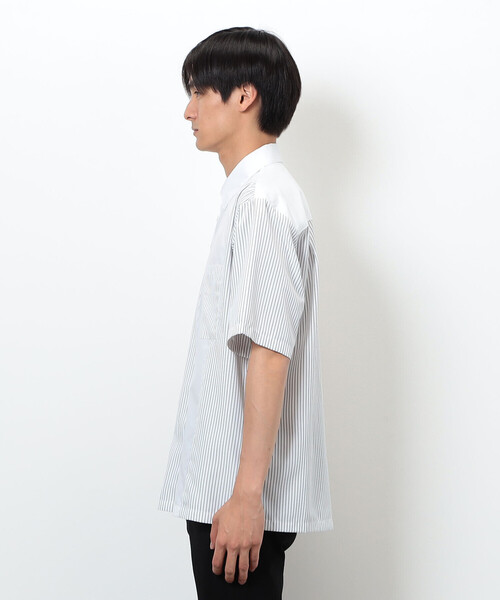 COMME CA ISM（コムサイズム）の「タイプライター×ストライプ コンビ半袖シャツ（シャツ/ブラウス・メンズ・ホワイト/ブラック・MEDIUM/LARGE）」の11枚目の写真