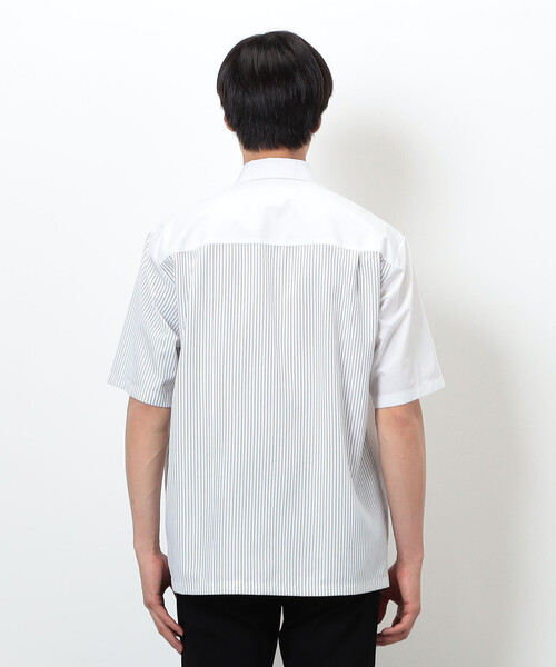 COMME CA ISM（コムサイズム）の「タイプライター×ストライプ コンビ半袖シャツ（シャツ/ブラウス・メンズ・ホワイト/ブラック・MEDIUM/LARGE）」の12枚目の写真