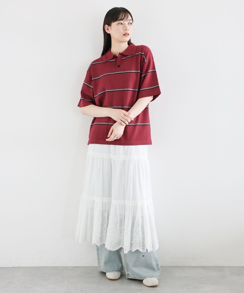 RAGEBLUE（レイジブルー）の「ボーダーニットポロシャツ（ポロシャツ・レディース・ブラック/レッド・FREE）」の21枚目の写真