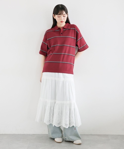 RAGEBLUE（レイジブルー）の「ボーダーニットポロシャツ（ポロシャツ・レディース・ブラック/レッド・FREE）」の11枚目の写真