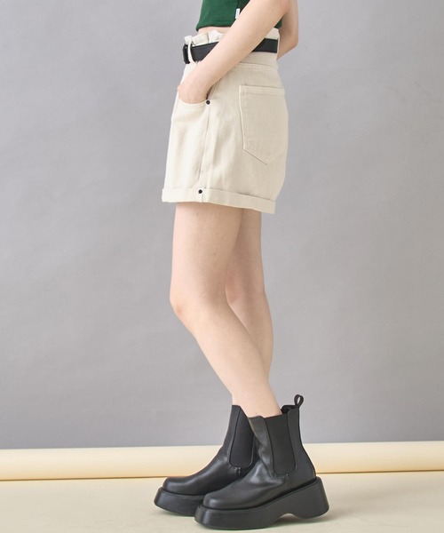 ANAP（アナップ）の「ベルト付き ロールアップ ウエスト ギャザー ツイル ショート パンツ（その他パンツ・レディース・ブラック/グレー系その他・FREE）」の7枚目の写真