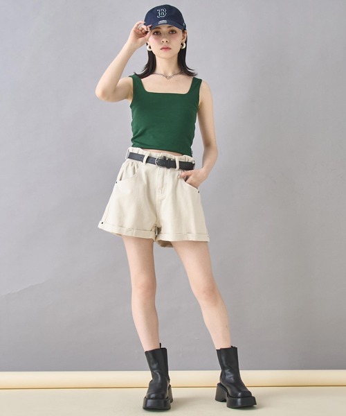 ANAP（アナップ）の「ベルト付き ロールアップ ウエスト ギャザー ツイル ショート パンツ（その他パンツ・レディース・ブラック/グレー系その他・FREE）」の10枚目の写真
