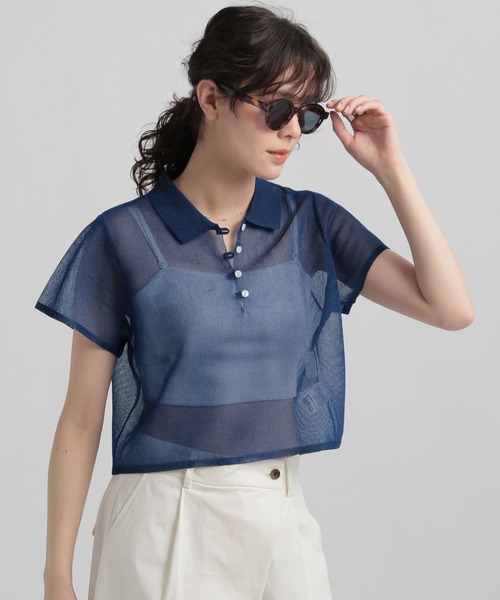 ポロシャツ ポロ シアーポロニット レディース N.Natural Beauty Basic ポロシャツ ポロ シアーポロニット