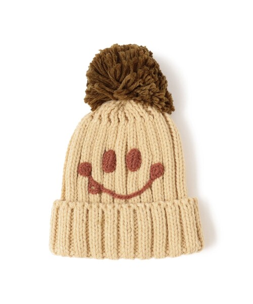 BEAMS mini（ビームスミニ）の「スマイル ポンポン ワッチ 2025FW（ニットキャップ/ビーニー・キッズ・ワイン/ホワイト系その他7/ネイビー/ピンク・ONE SIZE）」の12枚目の写真