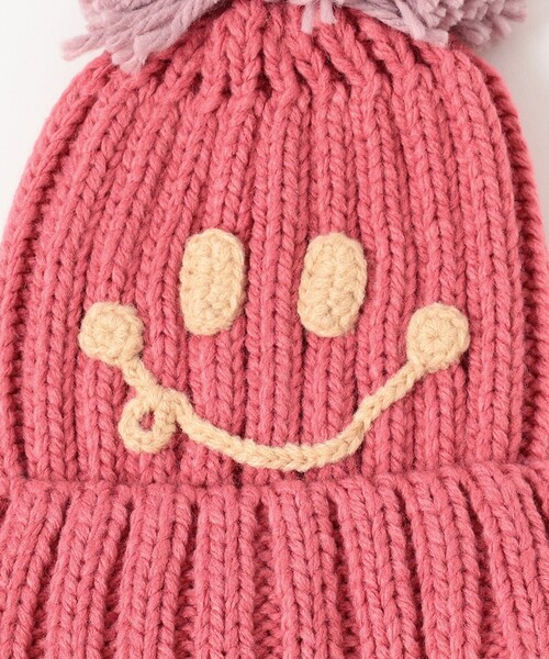 BEAMS mini（ビームスミニ）の「スマイル ポンポン ワッチ 2025FW（ニットキャップ/ビーニー・キッズ・ワイン/ホワイト系その他7/ネイビー/ピンク・ONE SIZE）」の16枚目の写真