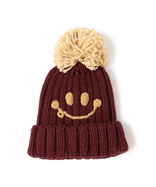 BEAMS mini（ビームスミニ）の「スマイル ポンポン ワッチ 2025FW（ニットキャップ/ビーニー・キッズ・ワイン/ホワイト系その他7/ネイビー/ピンク・ONE SIZE）」の17枚目の写真