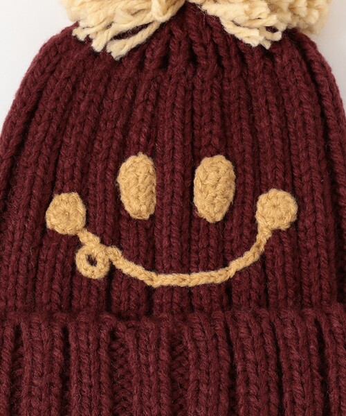 BEAMS mini（ビームスミニ）の「スマイル ポンポン ワッチ 2025FW（ニットキャップ/ビーニー・キッズ・ワイン/ホワイト系その他7/ネイビー/ピンク・ONE SIZE）」の18枚目の写真