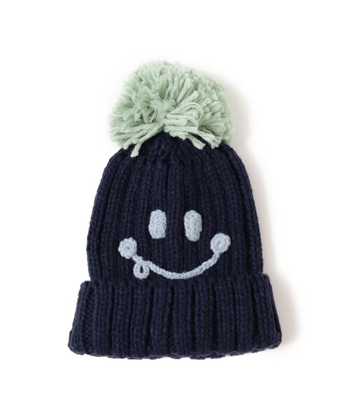 BEAMS mini（ビームスミニ）の「スマイル ポンポン ワッチ 2025FW（ニットキャップ/ビーニー・キッズ・ワイン/ホワイト系その他7/ネイビー/ピンク・ONE SIZE）」の19枚目の写真