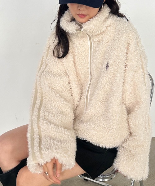 U.S. POLO ASSN.(ユーエスポロアッスン)の「RANAN/solleim別注【U.S.POLO ASSN.】刺繍ボアブルゾン(ブルゾン・レディース・アイボリー/ブラック・M/L/LL)」の4枚目の写真