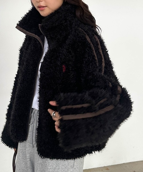 U.S. POLO ASSN.(ユーエスポロアッスン)の「RANAN/solleim別注【U.S.POLO ASSN.】刺繍ボアブルゾン(ブルゾン・レディース・アイボリー/ブラック・M/L/LL)」の9枚目の写真