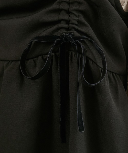 BONLECILL noir(ボンルシールノワール)の「【BONLECILL noir】ドロストベロアリボンキャミワンピース(ワンピース・レディース・ブラック/チャコールグレー・L/M)」の15枚目の写真