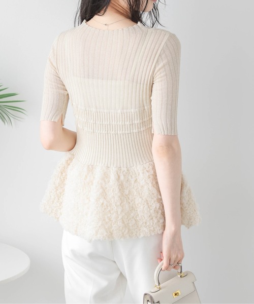 AMELY(エミリー)の「異素材切替えシアーニット(ニット/セーター・レディース・グレー/ピンク/ベージュ・フリー)」の19枚目の写真