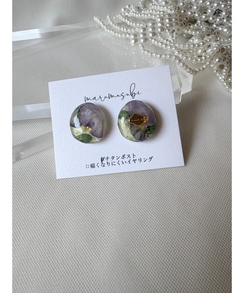 tone（トーン）の「【marumusubi】viola pピアス(MA)（ピアス（両耳用）・レディース・パープル・FREE）」の2枚目の写真