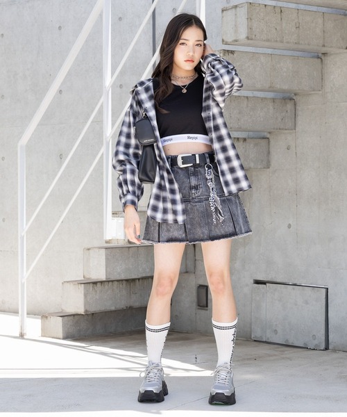 repipi armario（レピピ アルマリオ）の「オンブレチェックルーズシャツ（シャツ/ブラウス・キッズ・ブルー/ピンク/ブラック・SMALL/MEDIUM/LARGE）」の4枚目の写真