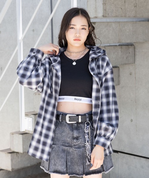 repipi armario（レピピ アルマリオ）の「オンブレチェックルーズシャツ（シャツ/ブラウス・キッズ・ブルー/ピンク/ブラック・SMALL/MEDIUM/LARGE）」の6枚目の写真