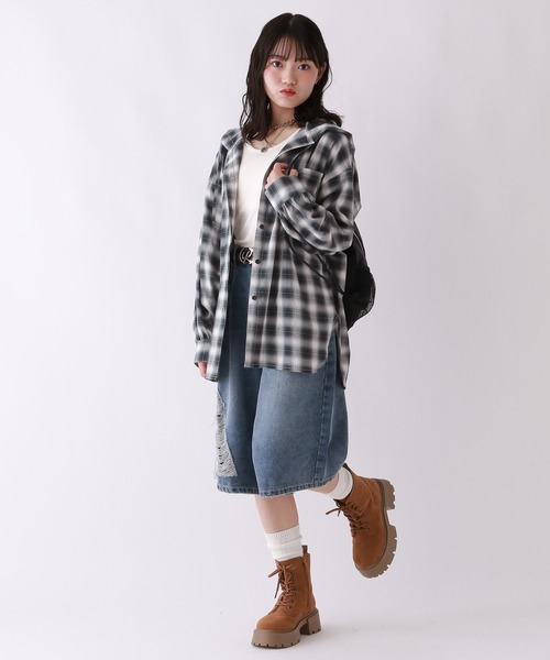 repipi armario（レピピ アルマリオ）の「オンブレチェックルーズシャツ（シャツ/ブラウス・キッズ・ブルー/ピンク/ブラック・SMALL/MEDIUM/LARGE）」の15枚目の写真