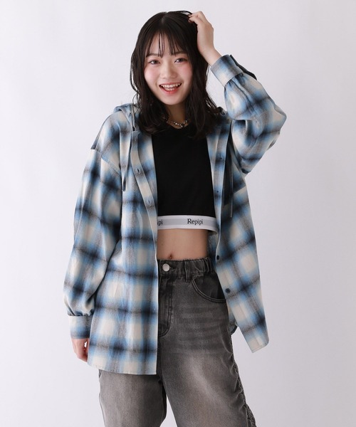 repipi armario（レピピ アルマリオ）の「オンブレチェックルーズシャツ（シャツ/ブラウス・キッズ・ブルー/ピンク/ブラック・SMALL/MEDIUM/LARGE）」の20枚目の写真