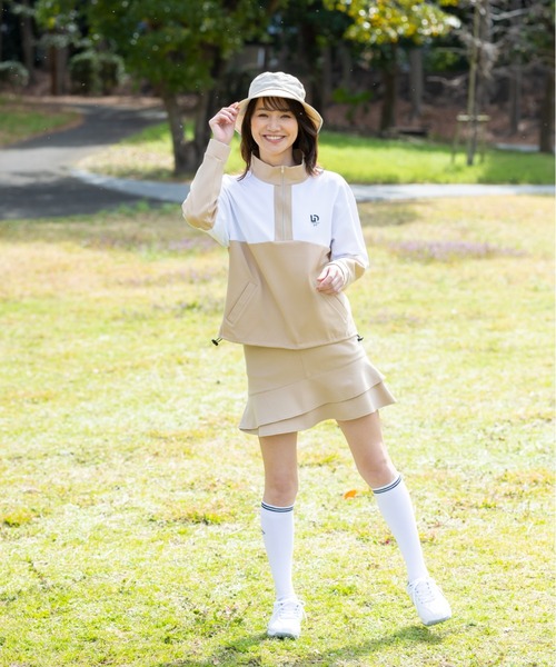 UNDOVE(アンドゥーブ)の「UNDOVEgolf【三枝こころコラボ】 配色切替ドロストプルオーバー (ゴルフウェア/レディースゴルフウェア/golf/スポーツウェア/UV/ストレッチ)(ゴルフグッズ・レディース・ベージュ/ブルー・MEDIUM/LARGE/X-LARGE)」の10枚目の写真