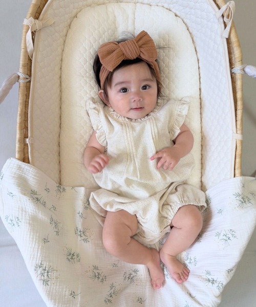 SweetMommy(スウィートマミー)の「ナチュラル リネン フリル カバーオール (ノースリーブ)(ロンパース・キッズ・アイボリー・90/80/70)」の21枚目の写真